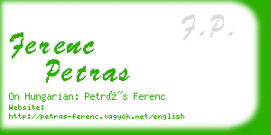 ferenc petras business card